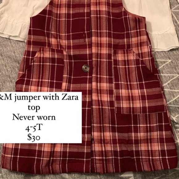 4-5 T Zara Girls Jumper & Matching Blouse - Picture 2 of 2